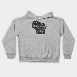 Wisconsin State Graphic Kids Hoodie